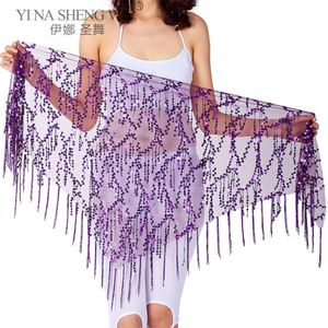 Nya kostymer paljetter Tassel Indian Belly Hip Scarf For Women Dance Performance Midjebälte 11 Kinds of Colors