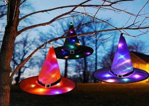 Halloween Decoration Witch Hats LED -lampor Cap Halloween Costume Props Outdoor Tree Hanging Ornament Home Glow Party Decor Cosplay1024017