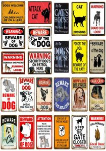 2021 Metal Signs Retro Warning Danger Metal Tin Sign Beware Of The Dog Cat On Guard Wall Plaque Poster House Painting Christmas De1210688