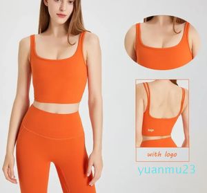 Yoga Outfit With Logo Sports Bra Double Shoulder Strap Backless Sexy Underwear Women's Gym Top Outdoor Riding Quick-drying Vest