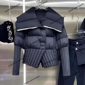 Jaqueta de grife marca de moda 2023 inverno novo grande gola flip para baixo casaco curto europeu pato branco fino ajuste engrossado topo