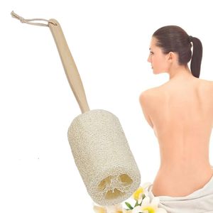 Bir çubuk üzerinde LOOFAH Doğal Loofah Süngerler Uzun Sap Banyo Duş Sünger Duş Fırçası Vücut Sünger Yatakçıları Erkekler ve Kadınlar İçin