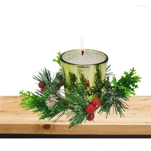 Подсвечники Рождественская чайная свеча Стеклянный домашний декор Красные ягоды создают настроение для спальни