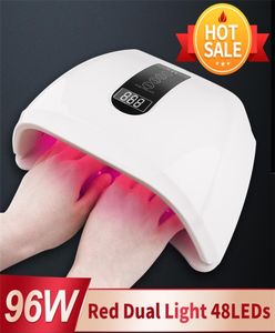 High Power 96W Red Light LED Nail Lamp Two Hands Gel UV Lamp Manicure Nail Polish Dryer Machine för Fast Torking All Gel Polish 2105225448