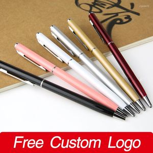 Simple Metal Small Ballpoint Pens Creative Custom Logo Business Signature Office Office Staintery Exquisite Gifts School Supplies