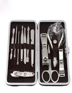 12 PCSSET Tırnak Sanatı Manikür Araçları Set Tırnaklar Clipper Makas Cımbız Bıçak Manikür Setleri Çivi Manikürü için Taş Desen Kılıfı 6816671