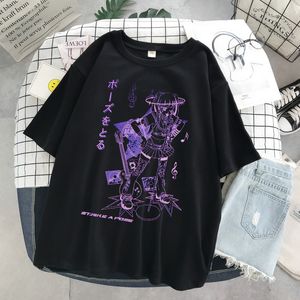 メンズTシャツの男性TシャツハラジュクミュージックガールプリントブラッククロップショートスリーブTシャツゴスコットンTシャツカワイイレディースY2K衣類女性230403