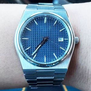 Lüks Saatler Koyu Mavi Kadran Erkekleri İzle Otomatik Mekanik Hareket Powermatic Cam Paslanmaz Çelik Kayış Kollwatches Saatler 40mm Boyut