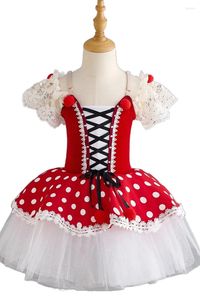 Abbigliamento da palcoscenico Gonna da balletto per bambini Costume da spettacolo di ravanello ciliegia Vestito da ballo del cigno Abiti da principessa rossi per ragazze