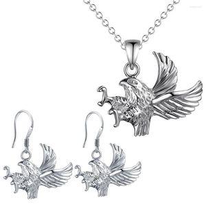 Necklace Earrings Set Silver Color Eagle Animal Pendant & Fashion Jewelry Cool Street Style For Woman Good Quality