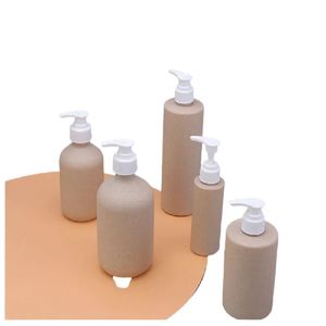 Degradable Plastic Pump Bottles, Refillable Travel Bottle Wheat Straw Bottle Container with Pump for Shampoo Lotion Cream