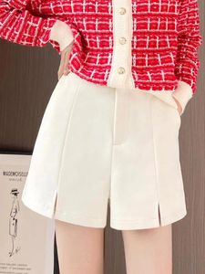Damskie szorty białe wełniane kobiety zima podstawowa koreańska moda czarna biuro dama w meczu wysokim talii streetwear wolny szary krótkie spodnie
