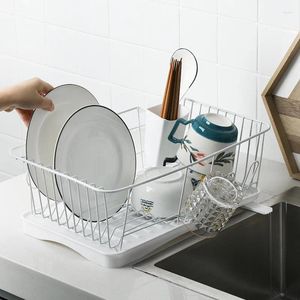 Kitchen Storage Iron Tableware Drainer Dish Rack Drain Basket Cabinet Sink Organizer Drying Shelf Plate