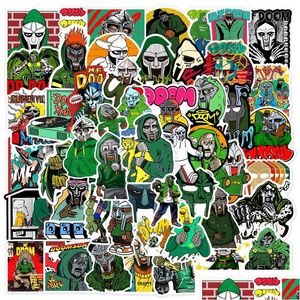 Handy-Skins-Aufkleber 50 Stück Hip Hop Rapper MF Doom Singer Iti DIY Skateboard Lage Laptop Gitarre Spielzeug Abziehbilder für Fan Kinder Drop Dhxe0