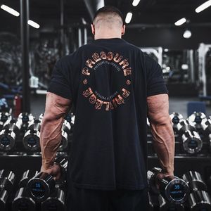 Mens Tshirts Gym Fitness Shirt Män som kör sport Löst överdimensionerad t -shirt Kort ärm Cotton Summer Bodybuilding Workout Top 230403