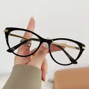 Solglasögon kattögonstrålningsbeständig anti blå ljusblockering glasögon datorglasögon för kvinnor märkesdesigner glasögon optiska ramar