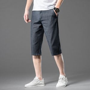 Men's Shorts Summer Men's Denim Shorts Loose Straight Leg Stretch Denim Cropped Pants Men's Fashion Full Match Classic Brand Jeans 42 230403
