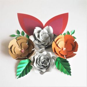 Decorative Flowers DIY Giant Paper Artificial Rose Fleurs Backdrops 4pcs 4 Leave 2 Ears For Wedding Decorations Baby Nursery Video Tutorial