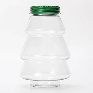 Water Bottles 1PC 500ml Christmas Tree Sweet Jar DIY Gift Candy Cookie Snack Chocolate Packing Year Plastic Container Empty Bottle Box