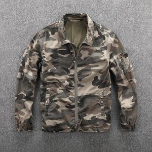 Mäns jackor Autumn Winter Mens Long Sleeve Zipper Cotton Jacket Oversize XXL Youth Loose Camouflage Coat Militär stil Ytterkläder pojkar