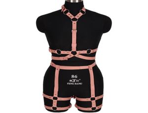 Gürtel Goth Rosa Leder Harness Ring Bondage Taille Dance Rave Ganzkörper Strumpfgürtel Sexy Käfig BH Dessous Hosenträger Shapewear9717251