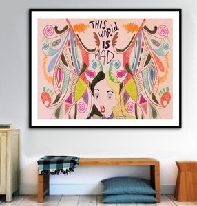 Alice im Wunderland Kunstdruck auf Leinwand, buntes Poster und Druck, Wandkunst, Bild, moderne Mädchen-Raumdekoration, 6458007