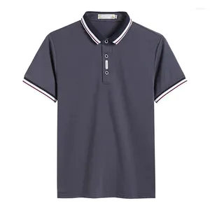 Männer Polos 2023 Sommer Casual Hemd Polo Shirts Mode Hülse Drehen Unten Kragen Slim Fit Für Männer Verkauft Farbe kleidung Plus Größe