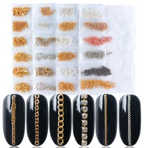 6 Types Nail Art Accessory Alloy Chains 3D Nail Decorations Studs Manicure Wraps DIY Nail Design Polish Metal Jewelry LEFB01049387374