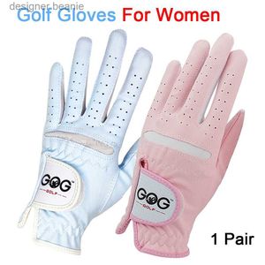 Cinco dedos luvas de golfe gs para mulheres la menina profissional 1 par rosa azul 2 cores tecido esportes golfe jogo bola tênis beisebol presente 1PairL231103