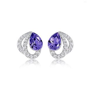 Hoop Earrings Platinum Color Alloy Crystal Teardrop-shaped Trendy Stud For Women Fashion Accessories Korean