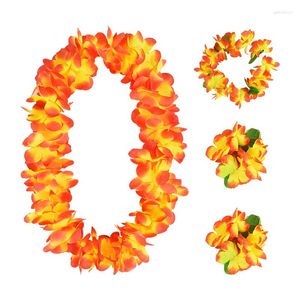 Fiori decorativi 4 pezzi/set Hawaii Party Leis Ghirlanda di fiori Ghirlanda Bracciale Collana Hawai Beach Matrimonio Compleanno Forniture Decorazione