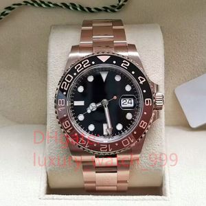 Luxury Mens Watch Factory 40mm 18k Rose Gold GMT 126715 Batman Ceramic Bezel Jubilee Bracelet 2813 Movement Mechanical Automatic Watches Wristwatches