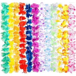 Decorative Flowers 36PCS Hawaiian Party Artificial Leis Garland Necklace Hawaii Beach Luau Summer Tropical Wedding Decor