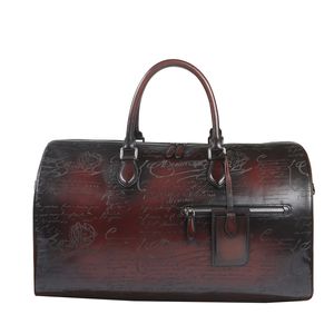 Pure handmade Travel Bag Italian Imported Calfskin Ancient Method Pure Hand Polished ColorTravel essentials