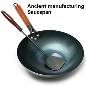 Pans High Quality Saucepan Iron Wok Traditional Handmade Non-stick Pan Non-coating Induction And Gas Cooker Cookware