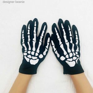 Cinco Dedos Luvas Gs Halloween Feminino Mittens Moda 1 Par Homens Horror Crânio Cl Osso Esqueleto Goth Racing Wintermar Streetwear GuantesL231103