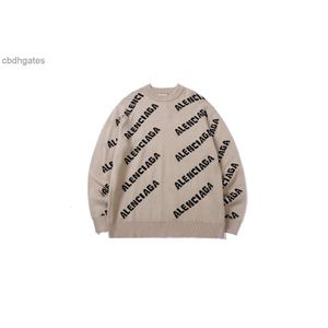 Sweater Balencaiiga Sweaters High Quality Paris Label Family Thickened Double Layer Bullet Knitted Screen Letter Jacquard Loose Men's Women's Ff3x