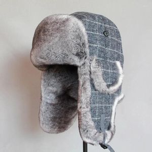 Berets Men Rosyjski bombowiec zima Ushanka Trapper Hat z Earflaps Kobiety Faux Fur Caps dla dzieci