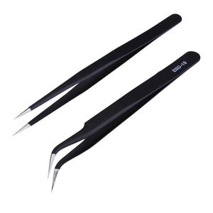 PCSLOT Tweezers de precisão antiestática Definir Pinzas Pincet Aço inoxidável ESD Tweezer Electronics Repair Ferramentas