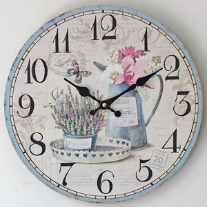 Wall Clocks Fashion Home Planks Good Quality Core Electronic Clock Painted Floral Pattern Modern Design