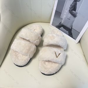 Sandalo di design Sandali invernali Pantofola da donna Scivolo in gomma di lana Scivoli classici in gomma Pantofole in pelle di agnello Pantofole invernali in shearling beige con doppia fascia