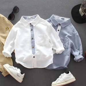 Kids Shirts Spring/Summer Fashion Children's Cotton Shirt Children's Solid Shirt Children's Casual Top 230403