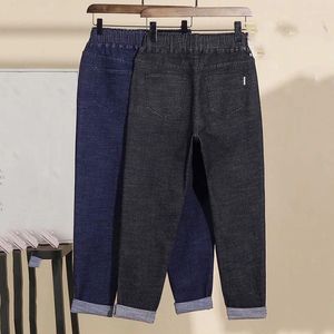 Jeans da donna Pantaloni da donna Vita alta Elastico Allentato Sottile Harem Primavera Autunno Casual Piedini Pantaloni in denim 6XL 120 KG