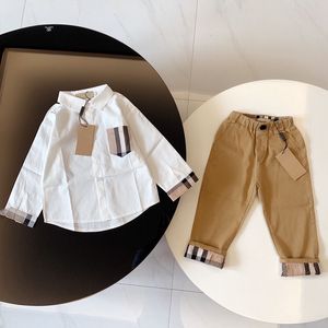 set di pantaloni per camicia da bambino per bambini Set di abbigliamento firmato per ragazzi Nuove tute di lusso Camicie stile vestiti