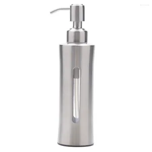 Liquid Soap Dispenser Stainless Steel Press Hand Lotion Bottle Container (Silver)