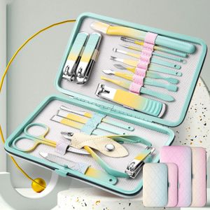 Akrylowe proszki płyny kolory gradientu 7 18pcs Zestaw manicure Zestawy pedicure paznokcie strzyżenie Wysokiej jakości stalowe nożyce narzędzia 231102