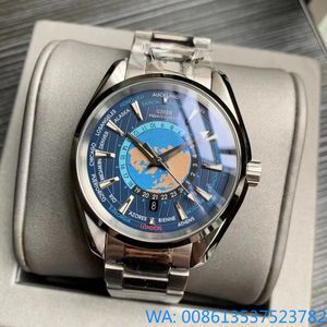 Lüks 41mm yüksek kaliteli erkek otomatik AAA izle mekanik safir siyah mavi kauçuk aydınlık paslanmaz çelik gül altın dünya haritası erkekler saatler yüksek kalite