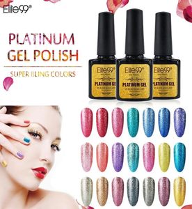 WholeElite99 Shimmer Platinum Gel Varnish UV LED Soak Off Polish Nail Art Full Set UV Gel Kit Manicure UV Nail Polish 10ml9576500