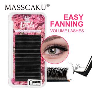 Makeup Tools MASSCAKU Easy Fanning Bloom Eyelashes Austomatic Flowering Volume Faux Mink Einzelne Wimpern Thick Natural Eyelash Extension 230403
