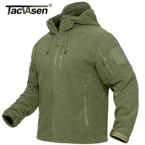 Men's Jackets TACVASEN Spring Winter Fleece Jacket With Hoodie Mens Tactical Fleece Jacket Full-Zip Up Outdoor Windproof Hooded Warm Work Coat 231102